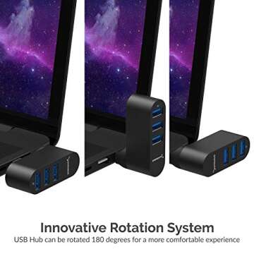 SABRENT Aluminum USB 3.0 Hub with Rotatable Connector
