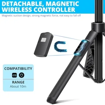 BZE 62 Inch Selfie Stick Tripod with Wireless Remote