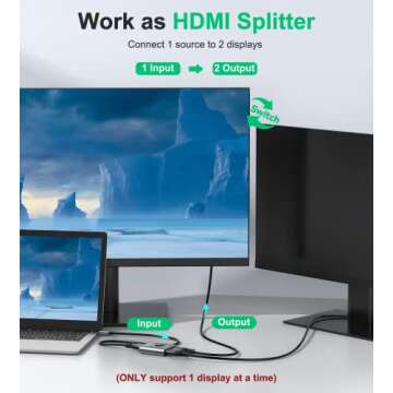 HDMI Switch 4k@60hz Splitter, GANA Aluminum Bidirectional HDMI Switcher 2 in 1 Out, Manual HDMI Hub ...