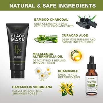 SHVYOG Blackhead Peel Off Face Mask, 3-in-1 Blackhead Remover Mask with Brush & Tea Tree Oil Serum, ...