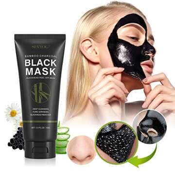 SHVYOG Blackhead Peel Off Face Mask, 3-in-1 Blackhead Remover Mask with Brush & Tea Tree Oil Serum, Charcoal Mask for Deep Cleansing Dirts, Pores, Skin Oil (100g+30ml)