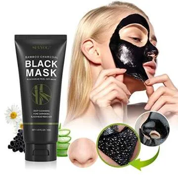 SHVYOG Blackhead Peel Off Face Mask, 3-in-1 Blackhead Remover Mask with Brush & Tea Tree Oil Serum, Charcoal Mask for Deep Cleansing Dirts, Pores, Skin Oil (100g+30ml)