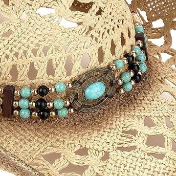 Stylish Men's Women's Straw Cowboy Hat for Outdoors