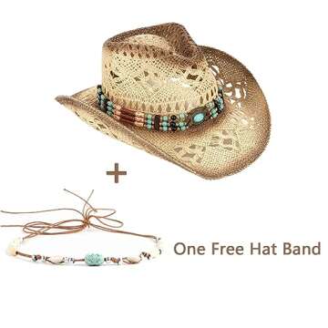 Stylish Men's Women's Straw Cowboy Hat for Outdoors