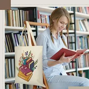 Sweetude 8 Pcs Canvas Tote Bags for Book Lovers