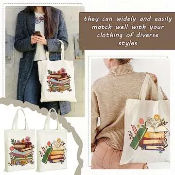 Sweetude 8 Pcs Canvas Tote Bags for Book Lovers