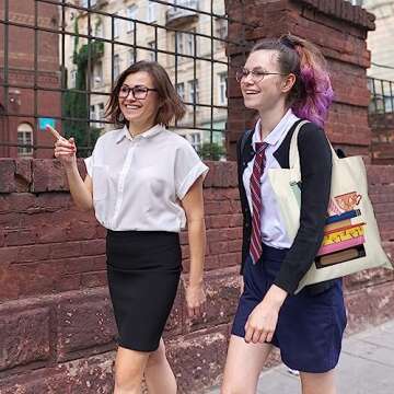 Sweetude 8 Pcs Canvas Tote Bags for Book Lovers