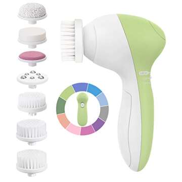 COSLUS Facial Cleansing Brush Silicone Face Scrubber: 7 in 1 FBS-D Electric Exfoliating Rotating Mas...