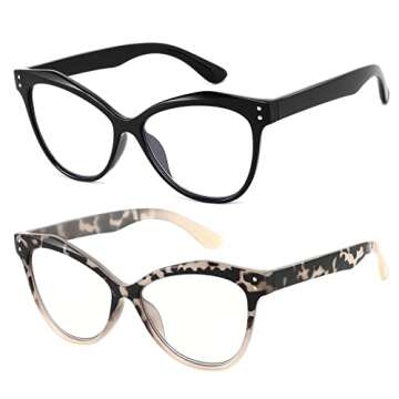 Kafirlo Oversized Cat Eye Reading Glasses with Blue Light Protection