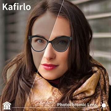 Kafirlo Stylish Transition Cat Eye Readers for Women