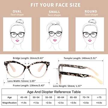 Kafirlo Stylish Transition Cat Eye Readers for Women