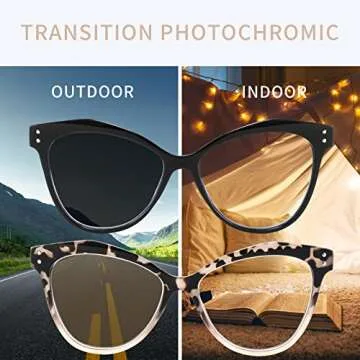 Kafirlo Stylish Transition Cat Eye Readers for Women