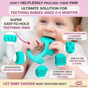 Teething Toys for Babies Age 0 to 12 Months - Baby Elefun 5X Pain Relief Smart Teether - Zero Develo...