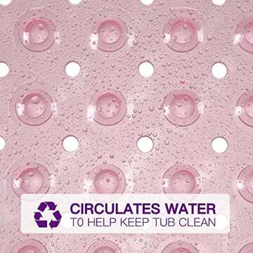 YINENN Bath Tub Shower Stall Mats 31x15.5 Inch Non-Slip and Latex Free, Bathtub Mat with Suction Cups, Machine Washable Bathroom Mats with Drain Holes (Light Pink)