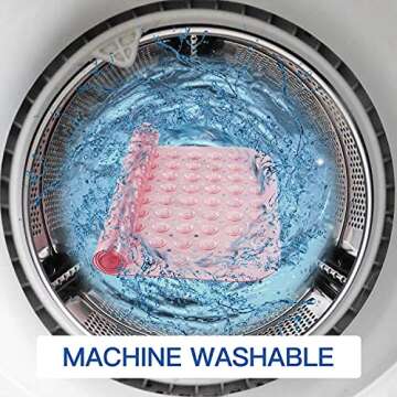 YINENN Bath Tub Shower Stall Mats 31x15.5 Inch Non-Slip and Latex Free, Bathtub Mat with Suction Cups, Machine Washable Bathroom Mats with Drain Holes (Light Pink)