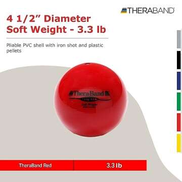 THERABAND Soft Weight, 4.5" Diameter, Weighted Balls for Baseball, Weighted Balls for Softball, Hand Held Ball Shaped Isotonic, Shoulder Strength, Rotator Cuff & Throwing Trainer, Red, 3.3LB