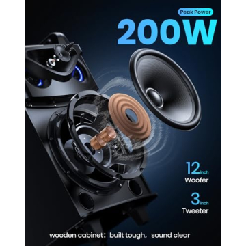 Moukey Karaoke Machine with 12" Woofer and 2 Mics