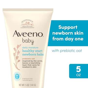 Aveeno Baby Healthy Start Nourishing Newborn Balm - Moisturizing Balm with Oat, Fragrance-Free, 5 oz