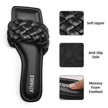 ATHMILE Braided Slide Sandals for Women - Stylish Comfort