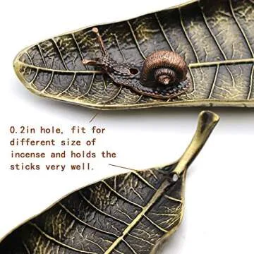 Incense Holder Set - Leaf and Snail Incense Burner,Incense Holders for Sticks Ash Catcher,Durable Zinc Alloy Materia,Modern Natural Design,Incense Ash Catcher Tray,Best for Meditation,Yoga,Home,Office