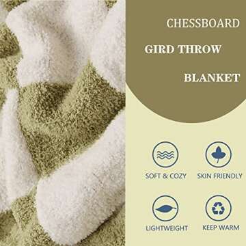 XPKWS Checkered Throw Blankets Checkerboard Gingham Warm Cozy Microfiber Reversible for Home Decor B...