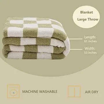 XPKWS Checkered Throw Blankets Checkerboard Gingham Warm Cozy Microfiber Reversible for Home Decor Bed Couch-Machine Washable (Matcha Green,51"x63")