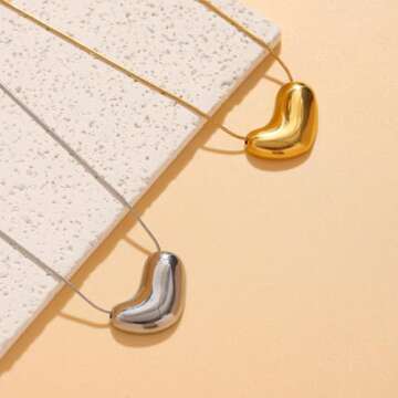 YXHOPELY Silver Necklace for Women Light Luxury Heart Snake Bone Chain Necklace Stylish Silver Heart Necklace Unique Heart Pendant Necklace Perfect Jewelry Gift for Women