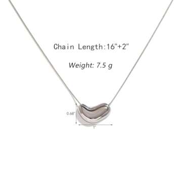 YXHOPELY Silver Necklace for Women Light Luxury Heart Snake Bone Chain Necklace Stylish Silver Heart Necklace Unique Heart Pendant Necklace Perfect Jewelry Gift for Women