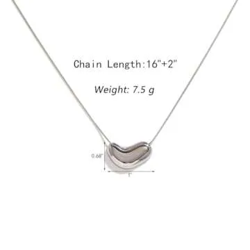 YXHOPELY Silver Necklace for Women Light Luxury Heart Snake Bone Chain Necklace Stylish Silver Heart Necklace Unique Heart Pendant Necklace Perfect Jewelry Gift for Women