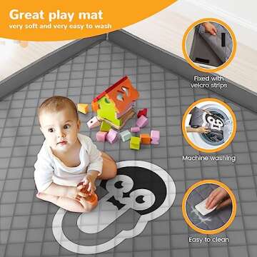 Li'l Pengyu Baby Playpen with Mat - Safe & Spacious