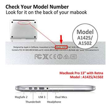 iCasso Compatible with MacBook Pro 13 Inch Case 2012-2015 Release Model A1425/A1502 Bundle 5 in 1, H...