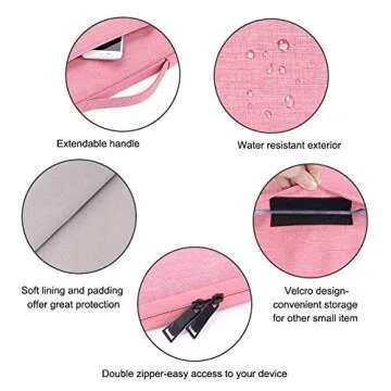 iCasso Compatible with MacBook Pro 13 Inch Case 2012-2015 Release Model A1425/A1502 Bundle 5 in 1, Hard Case, Sleeve, Screen Protector, Keyboard Cover & Dust Plug- Rose Quartz