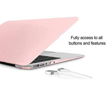 iCasso Compatible with MacBook Pro 13 Inch Case 2012-2015 Release Model A1425/A1502 Bundle 5 in 1, Hard Case, Sleeve, Screen Protector, Keyboard Cover & Dust Plug- Rose Quartz