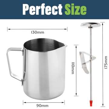 Milk Thermometer and 600ml Milk Frother Jug for Perfect Barista Style Coffee Making Great for Frothy Latte Cappuccino