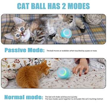 PAKESI Interactive Cat Toys Ball, Automatic 360° Self-Rotating Rolling Ball with USB Rechargeable p...