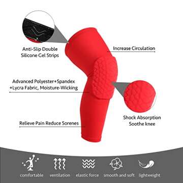 Cantop Knee Pads Long Leg Sleeves Braces for Basketball Volleyball Football and All Contact Sports K...