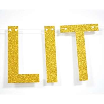 Let's Get Lit Gold Glitter Banner for Every Occasion