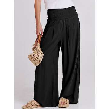 Comfortable ANRABESS Women Linen Palazzo Pants for Summer Activities