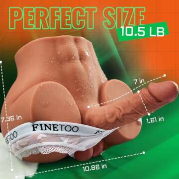 10.5 LB 2 in1 Torso Male Sex Doll with Realistic Dildo and Testis, Anal Male Masturbator with Tight Hole for Men Masturbation, Gohya Unisex Sex Toy for Couple Brown