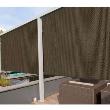 Coarbor Outdoor Roll up Shades Blinds for Porch Patio Shade Exterior Roller Shade Privacy Shade Screen for Deck Pergola Gazebo Brown 8'W x 6'H