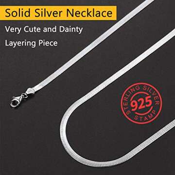 Silver Flat Herringbone Chains 12inch Choker Layered Necklaces for Women Flat Snake Chain