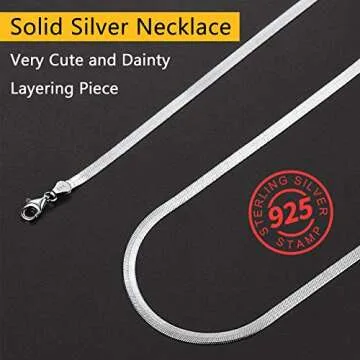 Silver Flat Herringbone Chains 12inch Choker Layered Necklaces for Women Flat Snake Chain