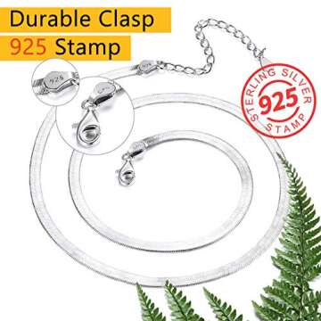 Silver Flat Herringbone Chains 12inch Choker Layered Necklaces for Women Flat Snake Chain