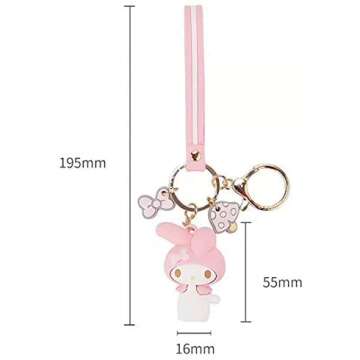 PaPiJoJo Cute Keychain Kawaii Anime Keychains Accessories Keyring Key Purse Car Backpack Charms,2 Pc...