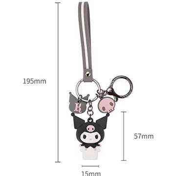 PaPiJoJo Cute Keychain Kawaii Anime Keychains Accessories Keyring Key Purse Car Backpack Charms,2 Pcs Set,Pink + Black