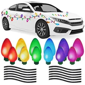 Whaline 49Pcs Christmas Reflective Car Magnets Set - Bright Bulb and Lines for Holiday Fun
