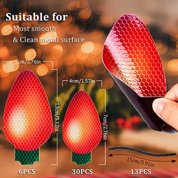 Whaline 49Pcs Christmas Reflective Car Magnets Set