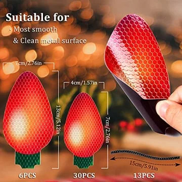 Whaline 49Pcs Christmas Reflective Car Magnets Set