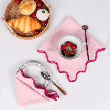 Dinner Napkins, Cotton Linen Blend Napkins Set of 4 Perfect for Parties Dinners Weddings Cocktail Christmas Cloth Napkins Washable & Reusable 18x18 (Pink, 18" x 18", 4PCS)