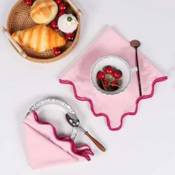 Dinner Napkins, Cotton Linen Blend Napkins Set of 4 Perfect for Parties Dinners Weddings Cocktail Christmas Cloth Napkins Washable & Reusable 18x18 (Pink, 18" x 18", 4PCS)